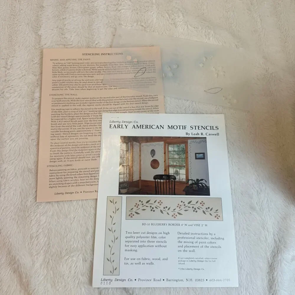 Liberty Design Co Early American Motif Stencils BD-10 Blueberry Border ONLY 4